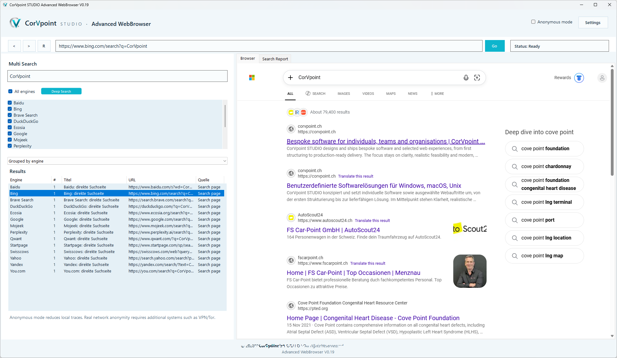 CorVpoint STUDIO Advanced WebBrowser: Export und Nachprüfung