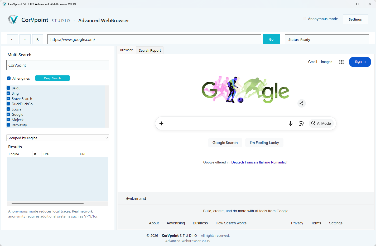 CorVpoint STUDIO Advanced WebBrowser: Fournisseurs API