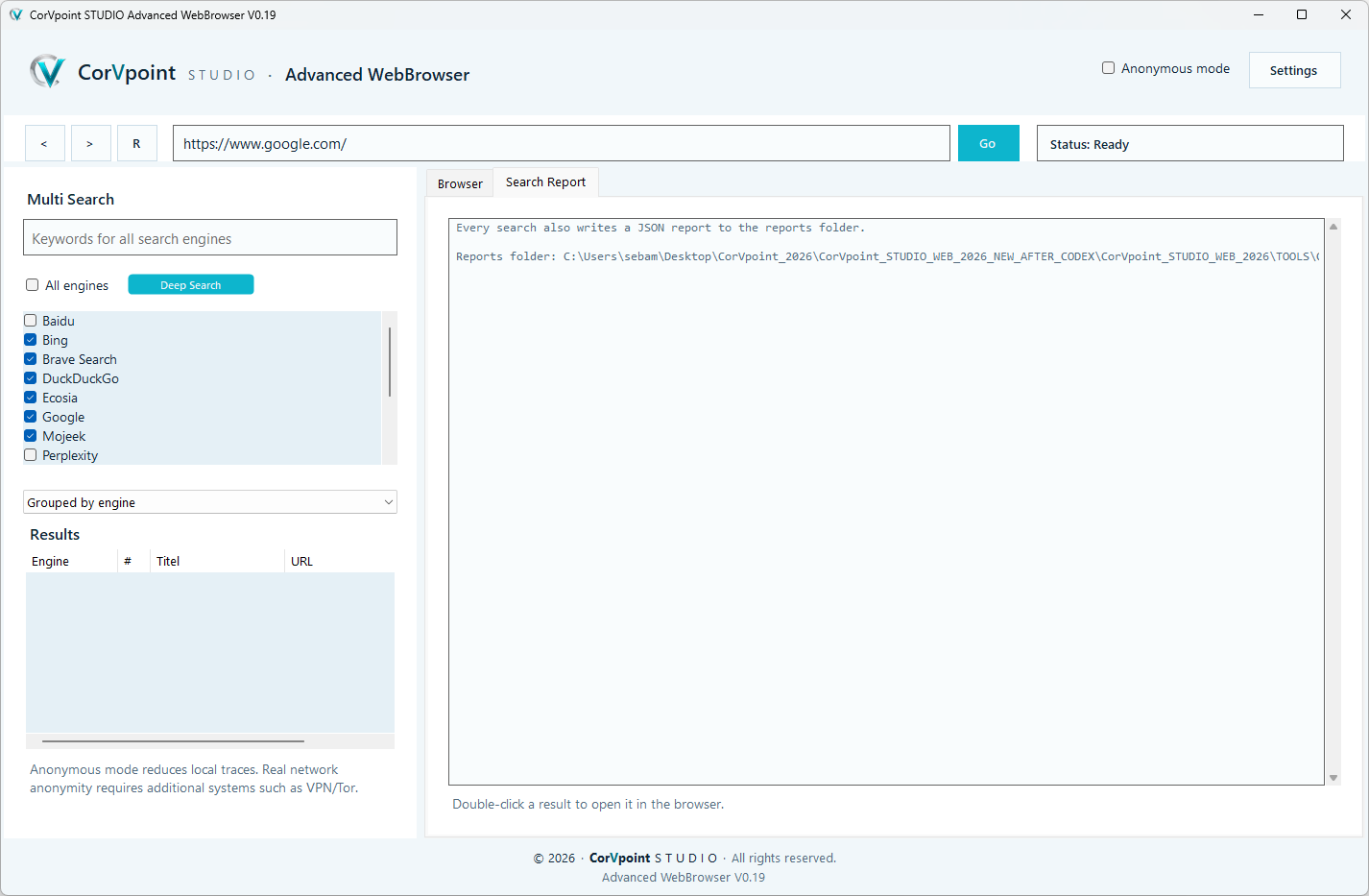 CorVpoint STUDIO Advanced WebBrowser: Vista browser integrata