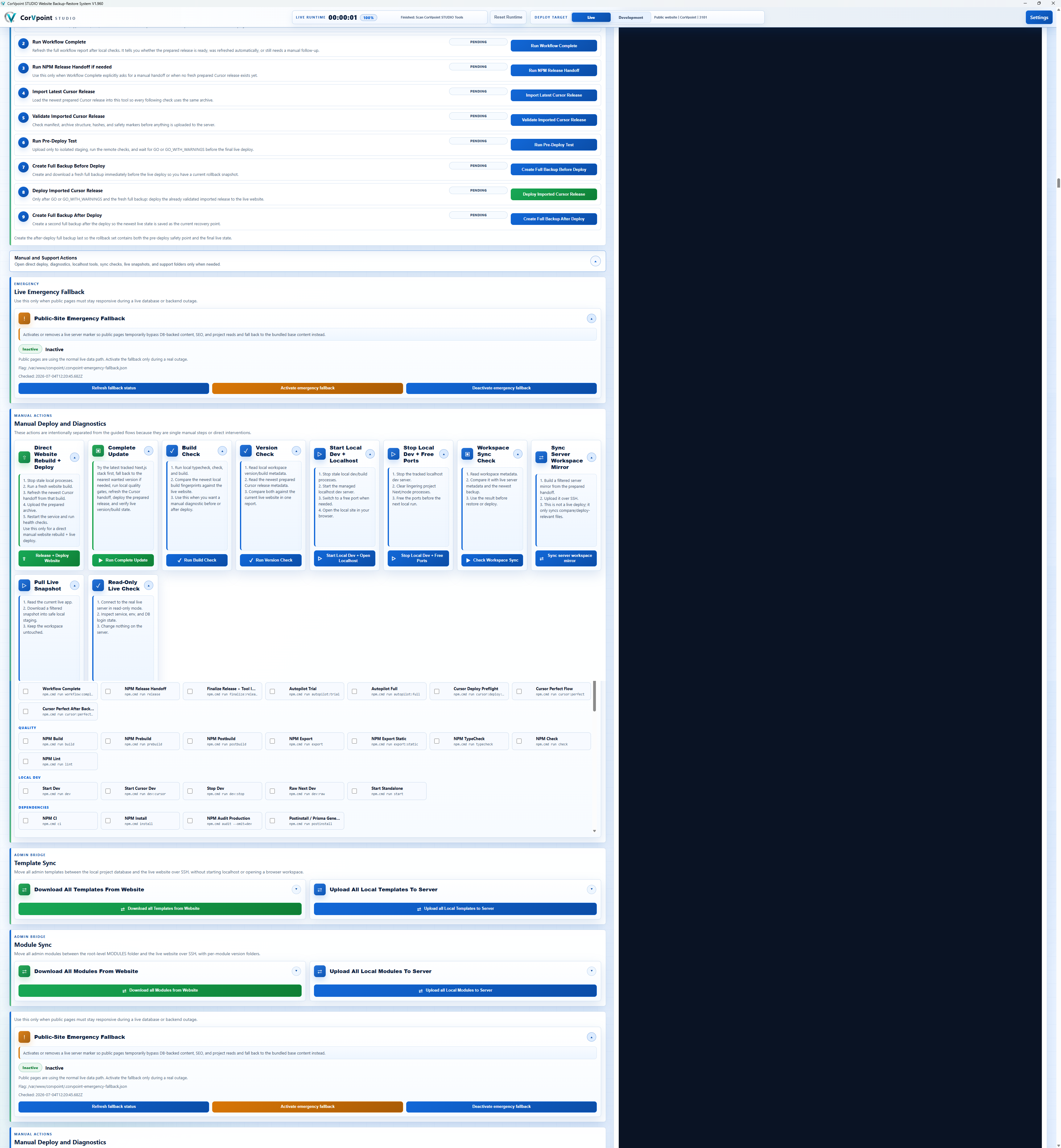 CorVpoint STUDIO Backup-Restore System: Workflow Complete