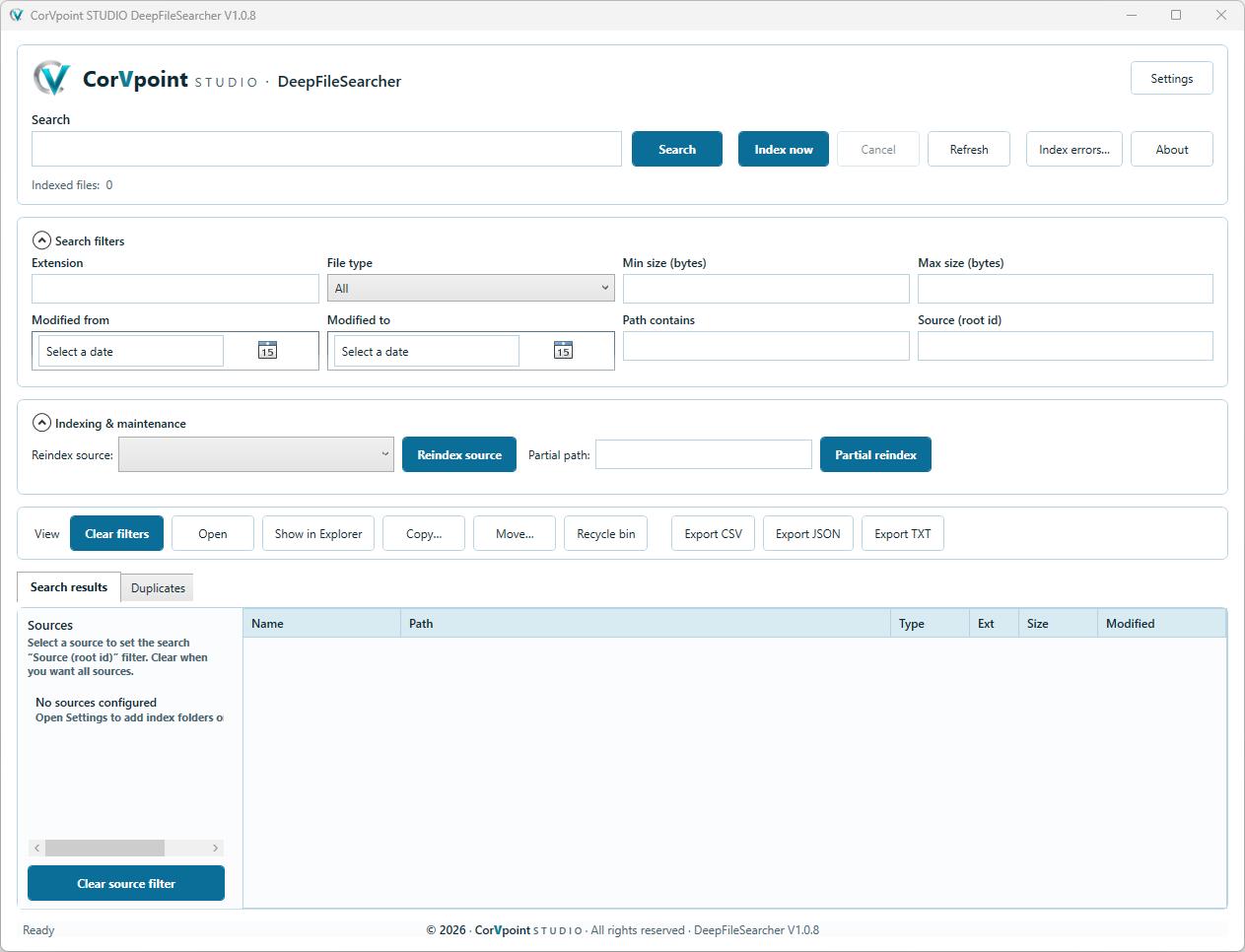 CorVpoint STUDIO DeepFileSearcher: Search area