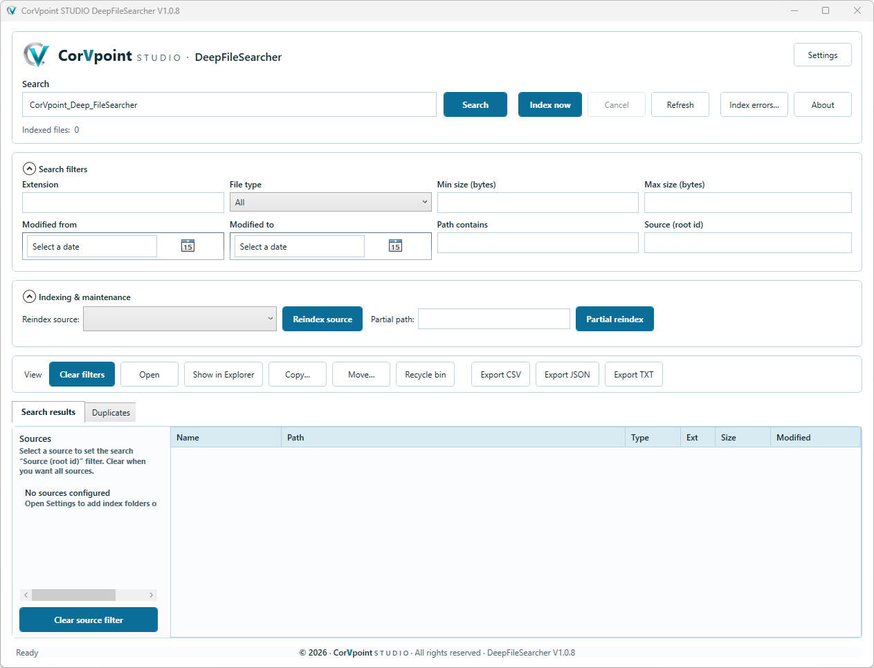 CorVpoint STUDIO DeepFileSearcher: Filtri di ricerca