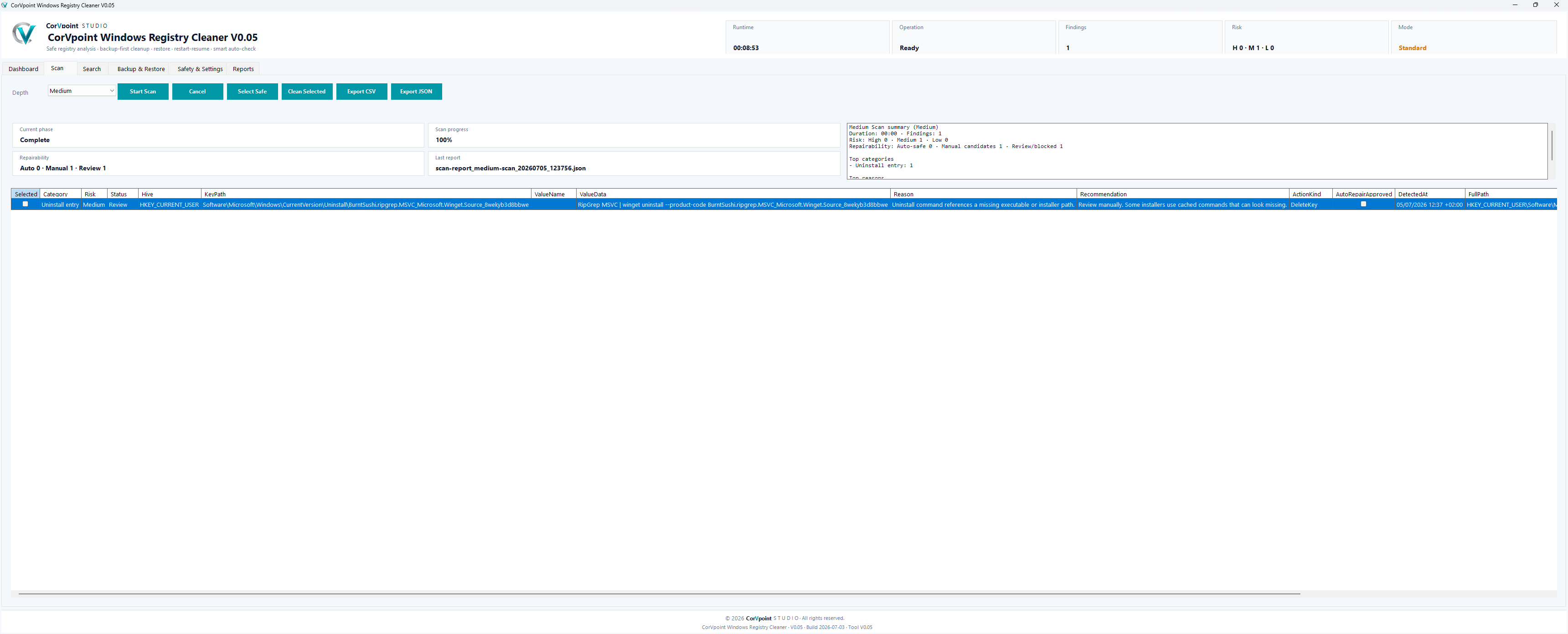 CorVpoint STUDIO Windows Registry Cleaner: Safe automatic repair
