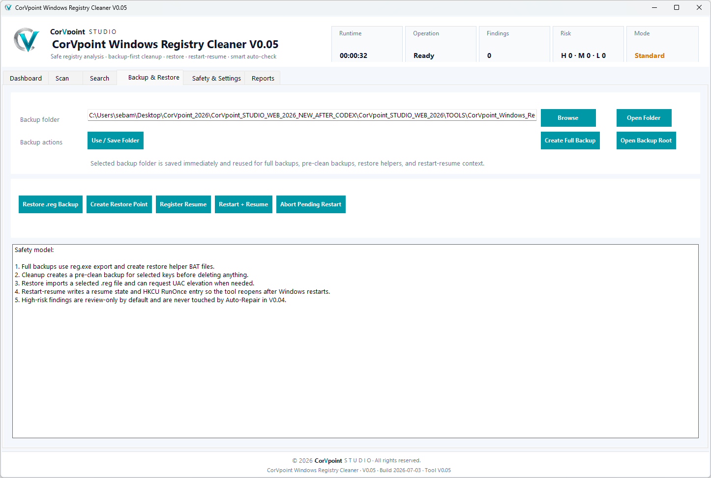 CorVpoint STUDIO Windows Registry Cleaner: Scansione approfondita del registro